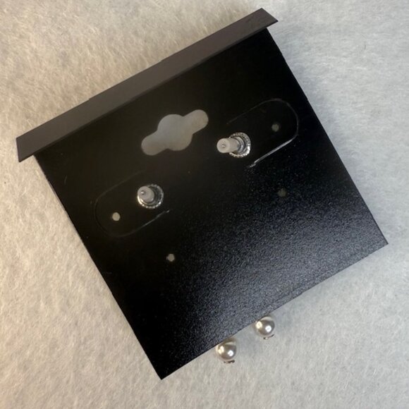 CZ Crystal & Pearl Drop Dangle Earrings Silver Tone NWT - Picture 3 of 3